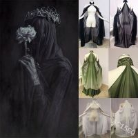 Adult Women Medieval Gothic Fairy Elf Maxi Floored Wedding Fancy Cosplay Costume Robe Halter Stand-Up Collar Off-Shoulder Cloak