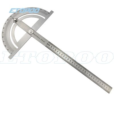 【cw】 0-180 degree 300mm 12inch steel Protractor  30cm goniometer Round Head Stainless Steel General Tool 15cm angle ruler