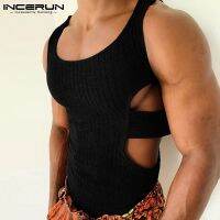 hot【DT】 Handsome Fitting Waistcoat New Men Hollow Out Knitted Pit Strip Side Vests S-5XL 2023