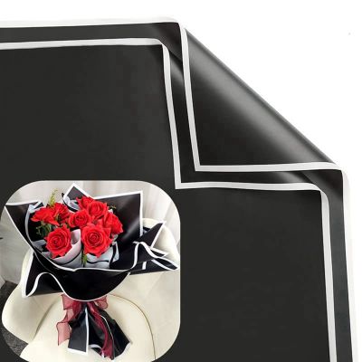 20PCS Border Flower Wrapping Papers Line Fog Surface Gifts Paper Florist Bouquet Waterproof Plastic Paper