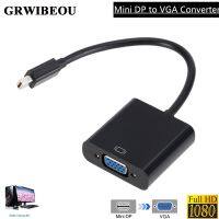 Grwibeou Kabel Konverter MINI DP Ke VGA 1080P Thunderbolt Port Tampilan MINI Ke Konverter VGA Adaptor Konverter Mini DP Ke VGA