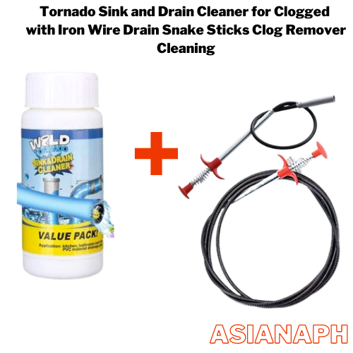 Tornado Sink and Drain Cleaner for Clogged with Iron Wire Drain Snake