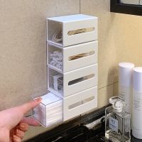 Bathroom Wall-Mounted Cotton Swab Storage Box Dormitory Non-Perforated Telescopic Storage Box Head Rope Hair Ring Mini Glove Box