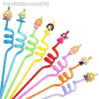 Random 8ps Disney Princess Frozen Snow White Party Supplies Plastic Reusable Straws Kids  Christmas Birthday Party Decorations