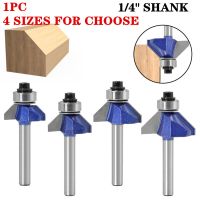 1PC 1/4－6.35mm Shank 45 องศา Chamfer Bevel Edging Wood Router Bit พร้อมแบริ่งทังสเตนงานไม้ Tenon เครื่องมือตัด