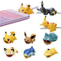 G5EATJ สากล การ์ตูน Pocket Pokemon สำหรับโทรศัพท์ เคสป้องกัน USB หูฟัง ที่ม้วนสาย USB ตัวป้องกันสายปิกาจู ตัวป้องกันสายกัด ฝาครอบสายเคเบิลข้อมูล