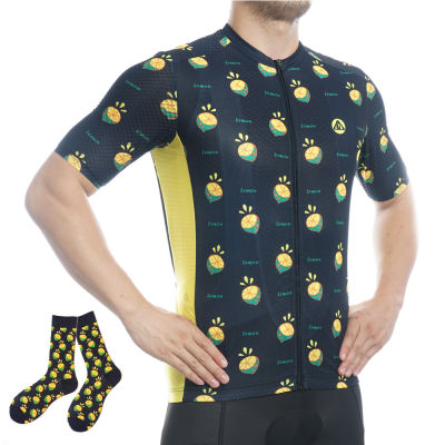 Racmmer AERO Cycling Jersey Summer Mens Fruits Flyweight Jersey Mtb Clothes Bicycle Clothing Bike Racing Kit Match A Pairs Socks