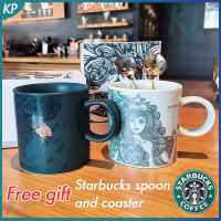 Starbuck แก้วเซรามิคถ้วย (ฟรีของขวัญ Starbuck ช้อนและ Coaster) 355Ml เมอร์เมด Ocean เทพธิดาแก้วกาแฟเซรามิกถ้วยคู่ Limited Edition