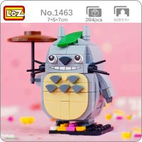 LOZ 1463 Anime My Neighbor Totoro Cat Animal Pet Doll Umbrella Leaf 3D Model Mini Blocks Bricks Building Toy for Children no Box