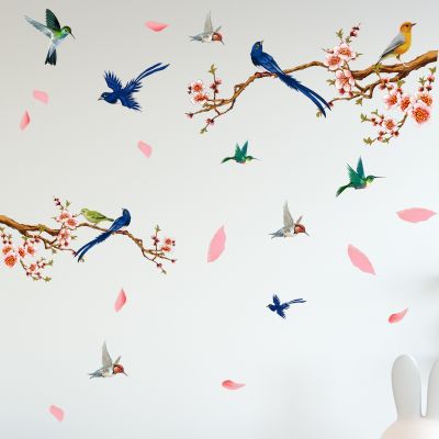 ❈ Zsz1677 new branches bird flower wall stickers creative contracted sitting room the bedroom decorates children room wall