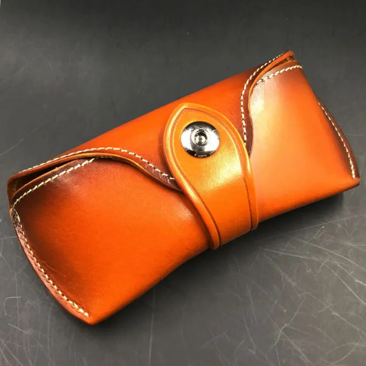 Vintage Handmade Cow Leather Eye Glasses Box Bag For Eyeglass Causal Jeans Belt Glasses Case 8941