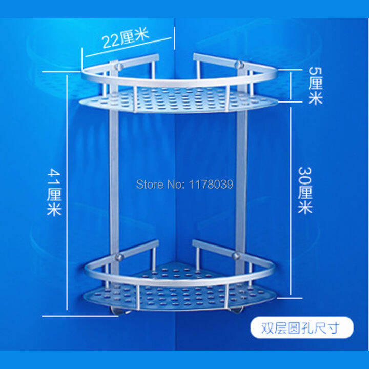 ชั้นวางของเข้ามุมสองชั้นสำหรับห้องน้ำ-ชั้นวางของอลูมิเนียมในห้องน้ำ-ชั้นวางของโลหะติดผนังสำหรับห้องน้ำ-j16529