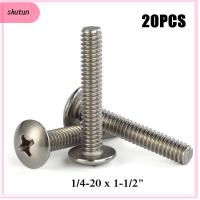 SHUTUN สกรูเครื่องจักรขนาด1/4-20X1-1/2 "โครงถักเกลียวสีเงิน304 Phillips สแตนเลสไดรฟ์20ชิ้นสกรูหัวฟิลลิปส์ผู้เชี่ยวชาญ