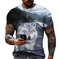 2022 Spring And Summer New Short-sleeved Animal World Arctic Wolf 3D Printed T-shirt Street Trend Oversized Lycra Polyester Top