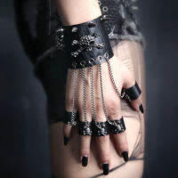 Spiked Nail Chain Personality Women Gloves Accessories Womens Punk Five-Finger Ring Gloves PUNK RAVE