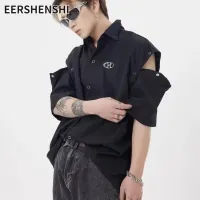 EERSHENSHI เสื้อแขนสั้นผู้ชายเสื้อแฟชั่นผู้หญิงเสื้อทรงหลวมแฟชั่นคาร์ดิแกนอินเทรนด์เชิ้ตคู่รัก