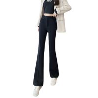 Suitpants Womens High Waist Slenderness Broad leg Black Casual Pants Spring&amp;Autumn 2023 New Womens Microflare Pants