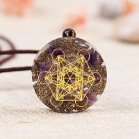 Orgonite Necklace Metatron Cube Resin Pendant Cosmic Energy Center Sign Pendant Necklace Magic Hexagram Choker Jewelry