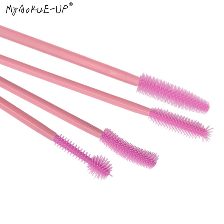 50-pcs-สีชมพูทิ้งแปรงซิลิโคนสำหรับต่อขนตาผู้หญิงแปรงแต่งหน้า-eye-lash-mascara-wands-applicator-tools