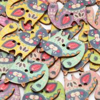 20pcs Retro Cat Sewing Buttons 2Hole Wood Buttons For  Clothing Scrapbooking Ornament Crafts Accessories Handicraft Decoration Haberdashery