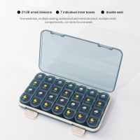 7วัน Pill Organizer กล่องยาแบบพกพา Blue Monthly Medicine Splitters วิตามินกรณีในกล่องแพคเกจสำหรับคนชรา