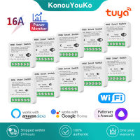 Tuya 16A WiFi สมาร์ทสวิทช์ที่มีการตรวจสอบพลังงาน2-Way โมดูลควบคุมมินิสมาร์ท Breaker ชีวิตสมาร์ททำงานร่วมกับ Alexa Home