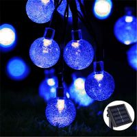 Blue 10M 50LEDS Solar Lamp Crystal Ball LED String Lights Waterproof Fairy Garland For Outdoor Garden Xmas Wedding Blue