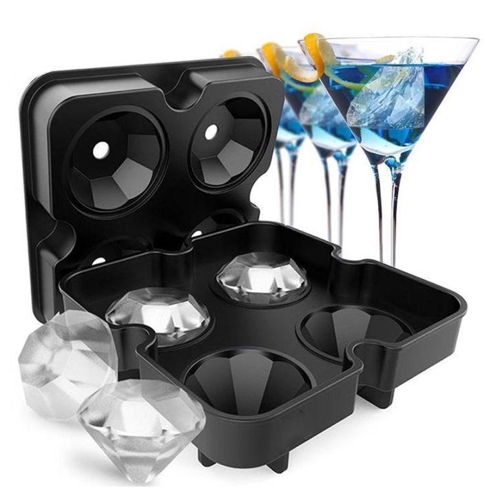 hot-cw-tray-whiskey-ball-maker-ice-cream-mold-form-diamond-silicone-cubes-for-4-units-beer-red-wine