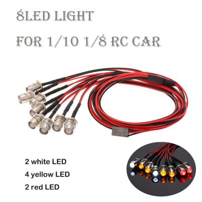 8 LED 5mm Light Kit for 1/10 1/8 Traxxas HSP Redcat D90 RC Crawler Accessory