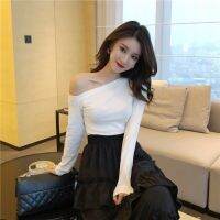 COD DSFERTRETRE Sexy exposed clavicle oblique shoulders scheming top design sense versatile off-shoulder one-line ne性感露锁骨斜肩心机上衣设计感百搭露肩一字领打底衫女长袖t恤潮wcan129.sg 12 24
