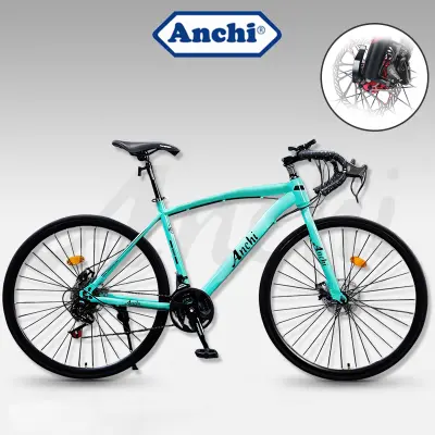 ANCHI จักรยานเสือหมอบ จักรยาน 26 นิ้ว 700C ดิสเบรคสำหรับแข่งรถ จักรยานเสือหมอบที่แข็งแกร่งที่สุด จักรยานผู้ใหญ่