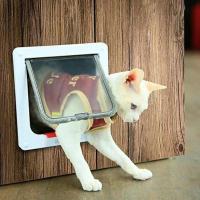 Dog Cat Flap Door With 4 Way Security Lock Flap Door For Dog Cats Kitten ABS Plastic Small Pet Gate Door Kit Pet Supplies