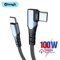 Elough สายสายรับส่งข้อมูล PD100W เร็ว90องศาสายชาร์จชนิด C ถึง USB C สำหรับ Macbook Huawei Xiaomi Redmi Samsung Poco Realme