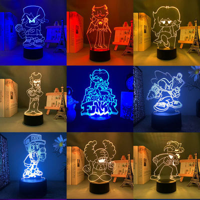 Game fnf Friday Night Funkin 3d led lamp for bedroom night lights action figure avatar room decor cute lover gift luces