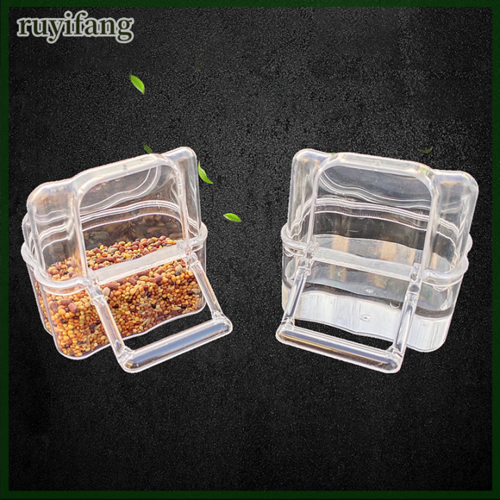 ruyifang-ถ้วยน้ำพลาสติกใสสำหรับใส่อาหารรูปนกแก้วกล่องให้น้ำสะอาดแบบซิลิโคน
