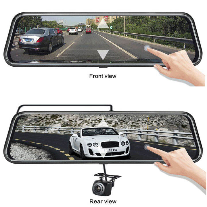 car-dvr-mirror-10-inch-ips-2-5d-touch-screen-stream-rearview-mirror-dash-camera-dash-cam-dual-car-camera-full-hd-drive-recorder