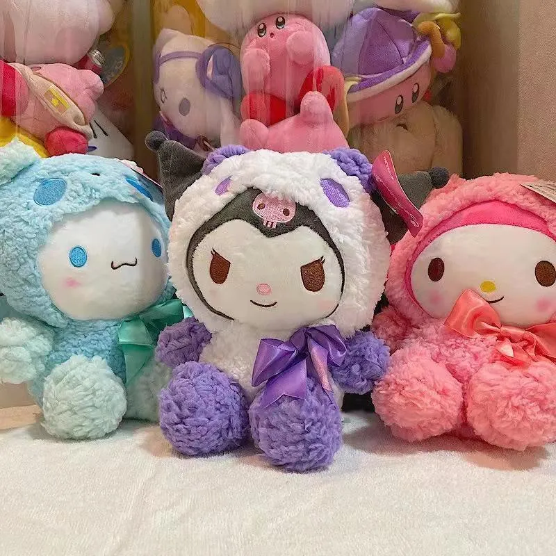 Ekana 25cm Cute Cartoon Kawaii My Melody Kuromi Cinnamoroll Plush Toy Anime Stuffed  Animals Plushie Doll Toys for Kids Girl