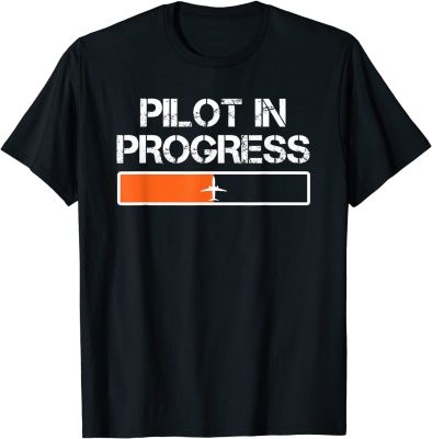 Pilot In Progress Funny  School Student Gift T-Shirt Top T-shirts Summer Funny Cotton Tops Tees Summer for Men