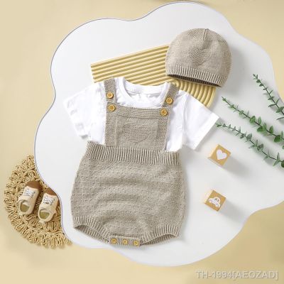 ☄ Onesie e conjunto de chapéus do bebê recém-nascido roupas infantis macacão meninos meninas infantil 0 a 12 meses verão