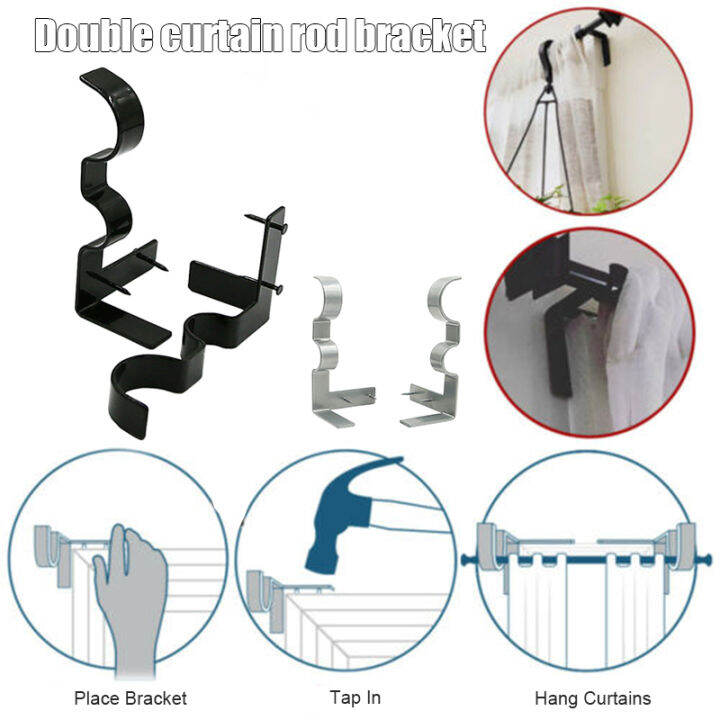 TAC Double Center Support Curtain Rod Bracket Window Frame Rod Bracket