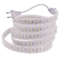 276 LEDS/M Three Row LED Strip 220V 240V EU Switch Plug Super Brighter Waterproof Outdoor Use SMD 2835 Flexible Ribbon LED Light