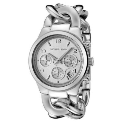 MK นาฬิกาข้อมือสำหรับผู้หญิง,นาฬิกาสร้อยข้อมือเหล็กโซ่เกลียวโครโนกราฟ MK3149