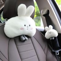 Neck Pillow Car Plush Headrest Cute Rabbit Shape Car Neck Pillow Shoulder Protective Pillow Fashion Car Interior Accessories