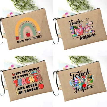 Teacher Love Inspire Print Women Neceser School Pencil Storage Bag