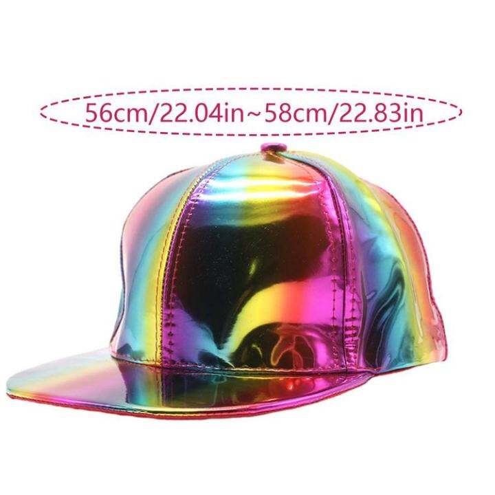 adjustable-shiny-holographics-baseball-caps-hip-hop-flat-brim-rock-snapback-hat-reflective-fashion-rave-cosplay-caps-for-dance-glastonbury-festival-justifiable