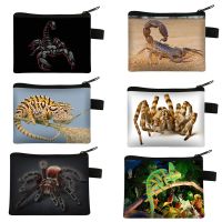 ﹉❁ Reptile Pet Scorpion Spider Lizard Print Coin Purse Leisure Wallet Earphones Key Credit Card Holder Storage Bags Money Coin Bag