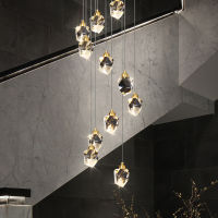 Modern Luxury Crystal Pendant Lights Nordic Home Decor Pendant Lamp for Living Room Villa Stairs Indoor Hanging Lamp Fixtures