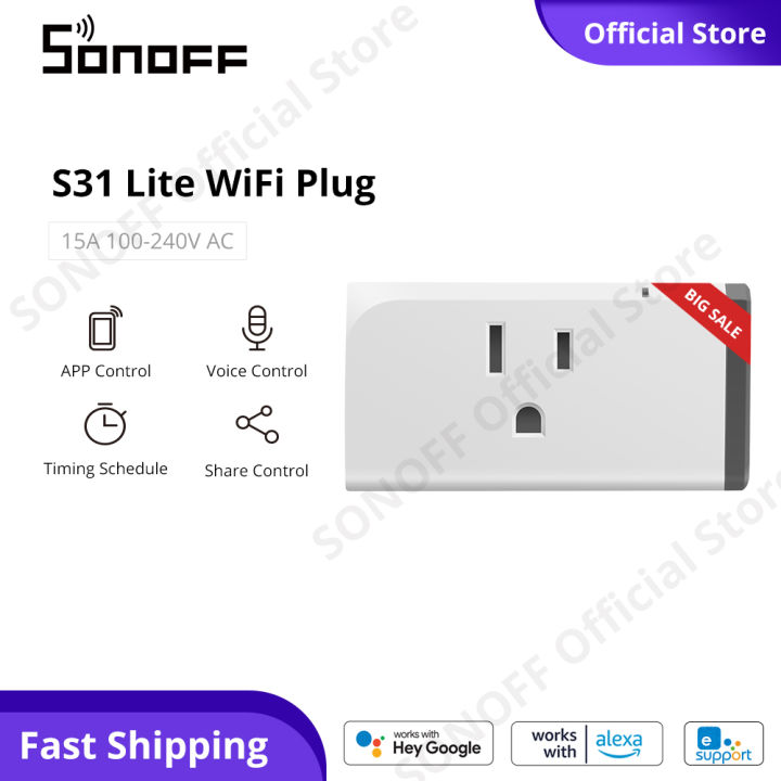 SONOFF S31 / lite WiFi Smart Plug 15A with Energy Monitoring Outlet Timer  Switch