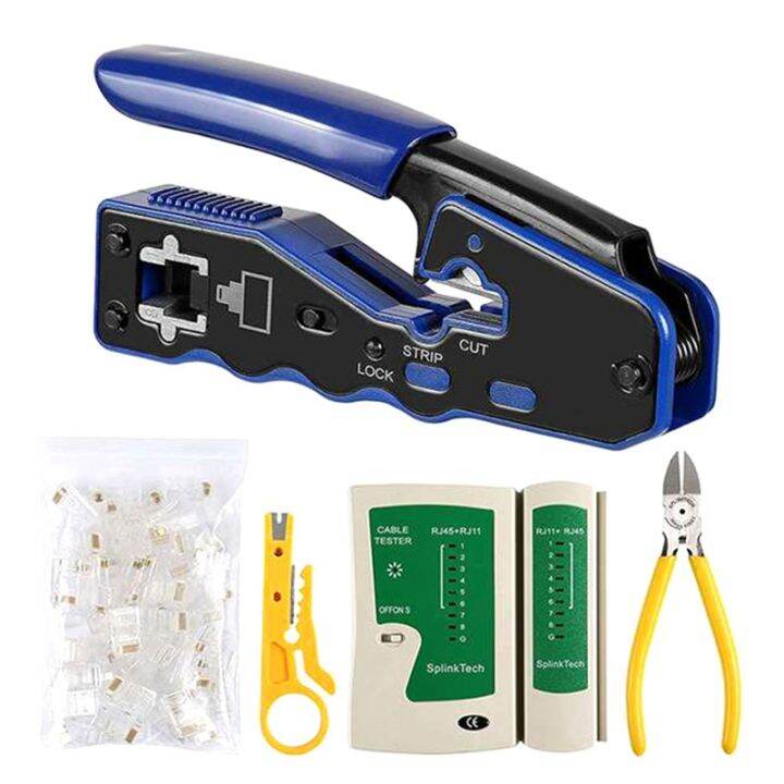 Network Lan Cable Tester RJ45 Crimp Tool Pass Through Modular CAT6
