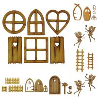 Handmade Doll House 3D Door Window Ornaments Mini Dollhouse Miniature DIY House Model Miniature Fairy Ornaments Decorations